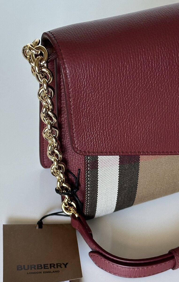 NWT Burberry Small Macken House Check Leather Cross Body Bag NWT Burberry Small Macken House Check Leather Cross Body Bag