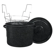 Granite Ware Steel/Porcelain Water-Bath Canner with Rack, 21.5-Quart, Black