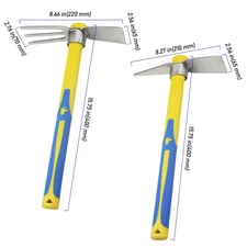 2 PCS Garden Hoe Tools Stainless Steel Cultivator Hand Tiller and Hand Pick A...