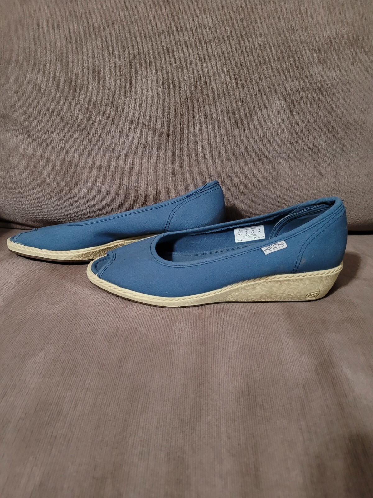 Scarpe con zeppa KEEN Cortona donna 9 tela blu acqua punta aperta
