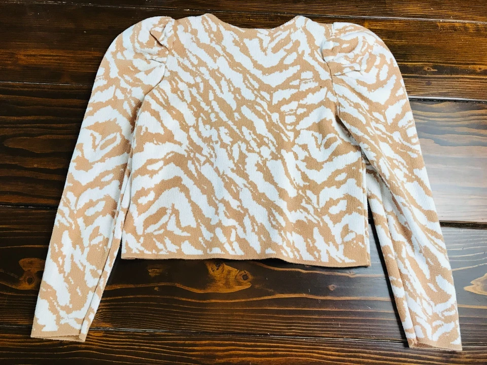 Suéter Nine West, Para Mujer Talla Pequeña, Marrón Crema, Recortado, Manga Larga Foto 2 de 4