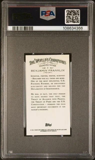 BENJAMIN FRANKLIN 2008 Topps A & G MINI #3 PSA 10 GEM MT - Image 2 of 2