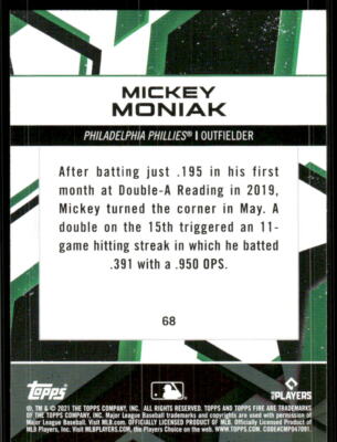その他 2021 topps Fire mickey moniak 2021 Topps Fire #68 Mickey Moniak | eBay