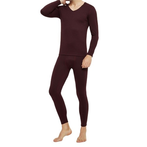 Thickened Mens Thermal Leggings Quick Warming Suit VNeck for Cold