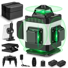 16 Lines 4D Laser Level 360° Self Leveling Rotary Cross Line Measure W/ 2Battery