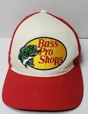 Vintage Bass Pro Shop Truckers Hat. Embroidered logo Adjustable Red Gone Fishing