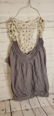 eyelash couture lacy grey tank top