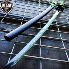 ZOMBIE HUNTER GREEN Katana NINJA SAMURAI Sword BIOHAZARD TSUBA Carbon Steel