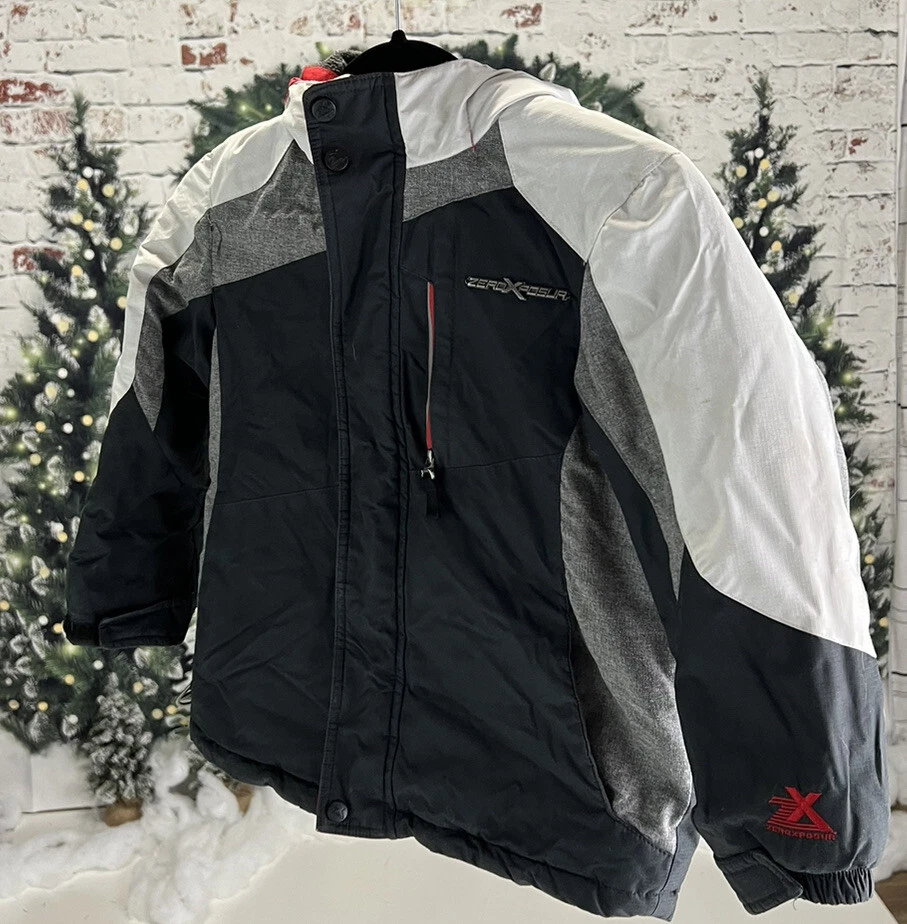 ZeroXposur Boys 7 Black White Activewear Winter Coat Hooded Softshell Jacket