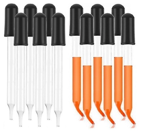 (Pack-12) Straight & Bent 3 Inch Medicine Art Oils Eye Glass Pipette Dropper