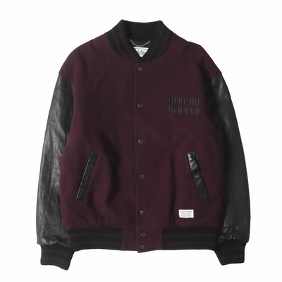 WACKO MARIA JACKET SIZE: S 23SS SLEEVE LEATHER MELTON WOOL VARSITY 