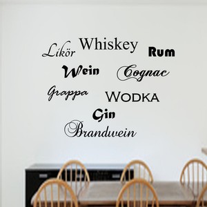 Wandtattoo Wandaufkleber Wandsticker Bar Esszimmer Wein Gin Spruche Alkohol Ebay