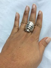 Beautiful Vtg Heavy Taxco Mexico Modernist Dome sterling Silver 925 ring size 8
