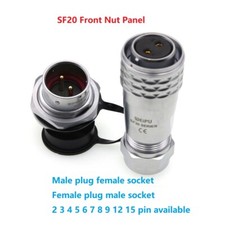 SF20 2 3 4 5 6 7 8 9 12 15pin Waterproof Connector Plug Socket, Front Nut panel