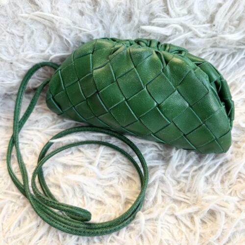 BOTTEGA VENETA Shoulder Bag Green Intrecciato Leather Authentic E042734 - Picture 1 of 24