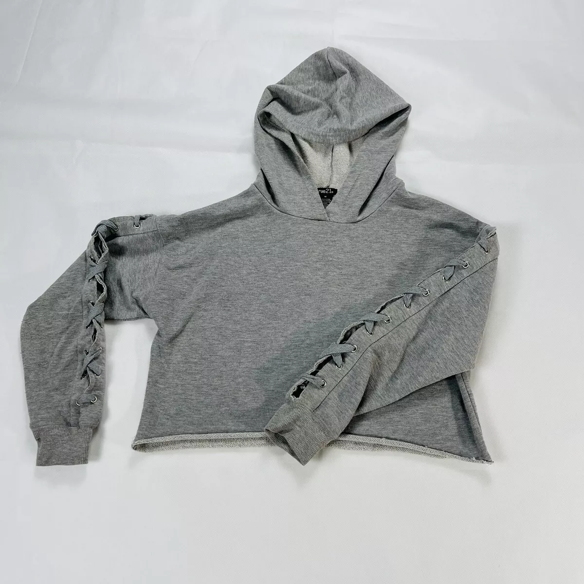 Lace up cropped clearance hoodie