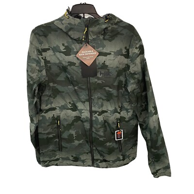 $150 Hawke Mens Packable Rain Defender Jacket Coat Small