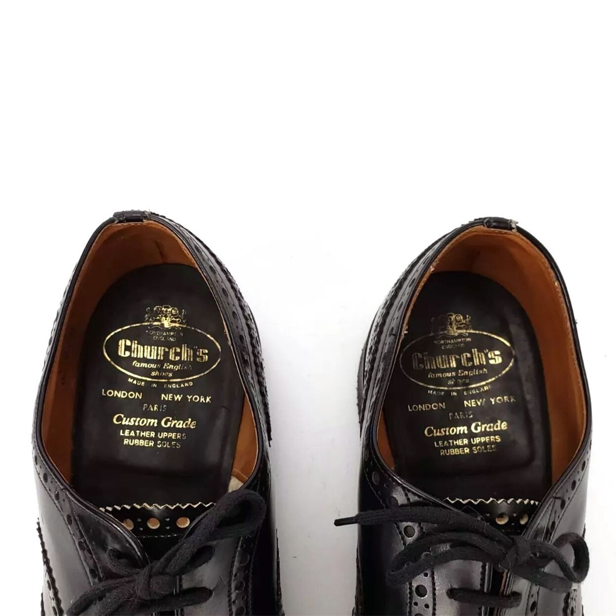 Church's Custom Grade ブラックレザー靴 中古◇チャーチ カスタムグレード レザーシューズ セミブローグ メンズ
