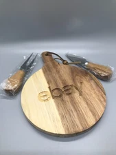 eBay-Branded Cheese Board Set w/Knife and Fork | 5" Cutting Board | New in Box