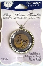Blue Moon Beads STORY LOCKETS Metal Disc Charms, LOVE TO THE MOON - 3pcs
