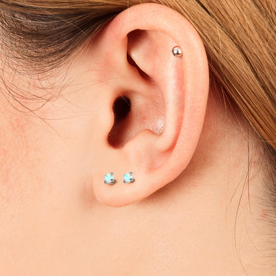 2pcs G23 Titanium Nose Stud Ring 18G 8mm/10mm Threadless Push-in Flat Back 3mm - Image 2 of 4