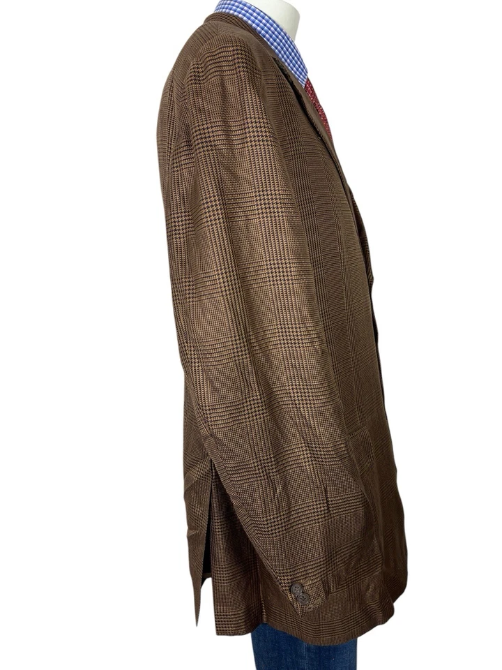 Belvest Abrigo Deportivo Chaqueta SEDA Lana Marrón Glen Cuadros Para Hombre 46R Bonito. Foto 4 de 4