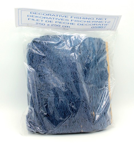 Deko Netz Fischernetz ca. 250x250cm BLAU Baumwolle Maschen 2x2cm m. Schwimmern - Picture 6 of 6