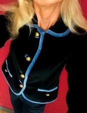 Divine Marc Jacobs Mainline Designer Black & Blue Velvet Jacket Us4 Uk8 Xs