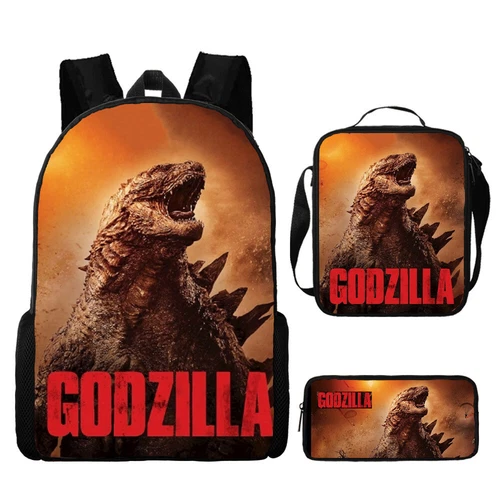 Mochila 3D Godzilla vs Kong Bolsa de libros escolares Mochila Bolsa de almuerzo Estuche para lápices Regalo - Imagen 28 de 50