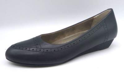 Array York Black Leather Brogue Slip On Ballet Flats Women's Sz 10 Narrow