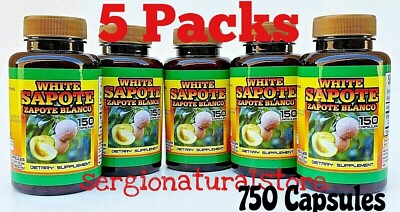 5 Bottles Zapote Blanco / White Zapote 750 Capsules (Casimiroa edulis) 