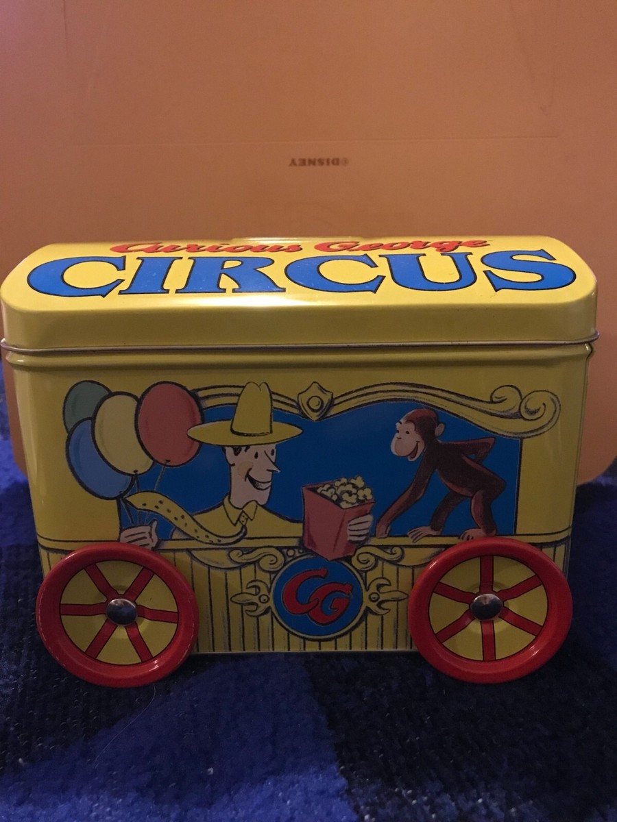 Curious George Tin Circus Wagon Bank With Wheels Adult Collectible