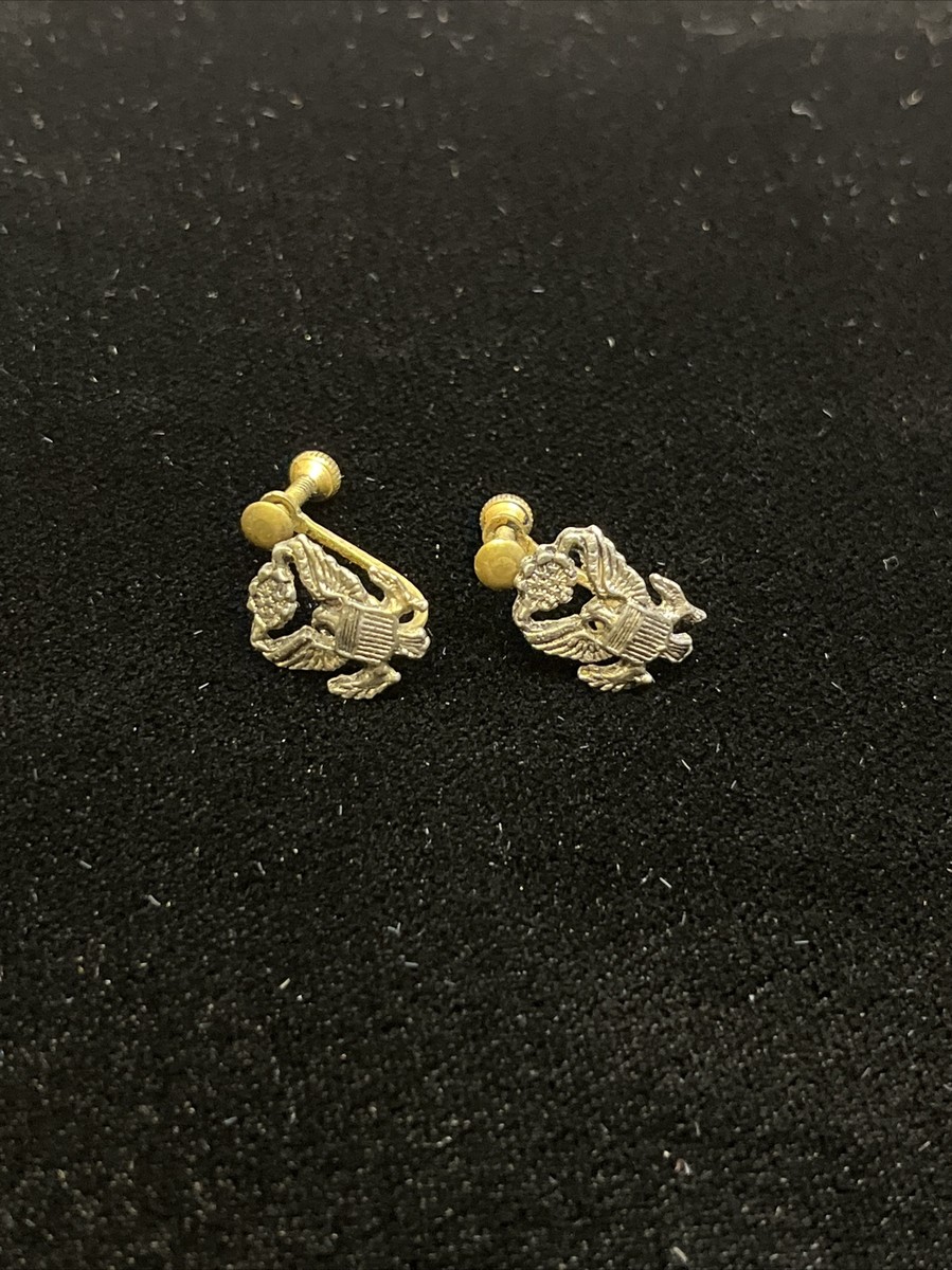 WW2 US Army Military Sweetheart Earrings Officer Eagles Y42