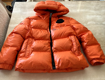 MONCLER Authentic Boys Down Puffer Jacket With attached Hood Size 12Y Orange
