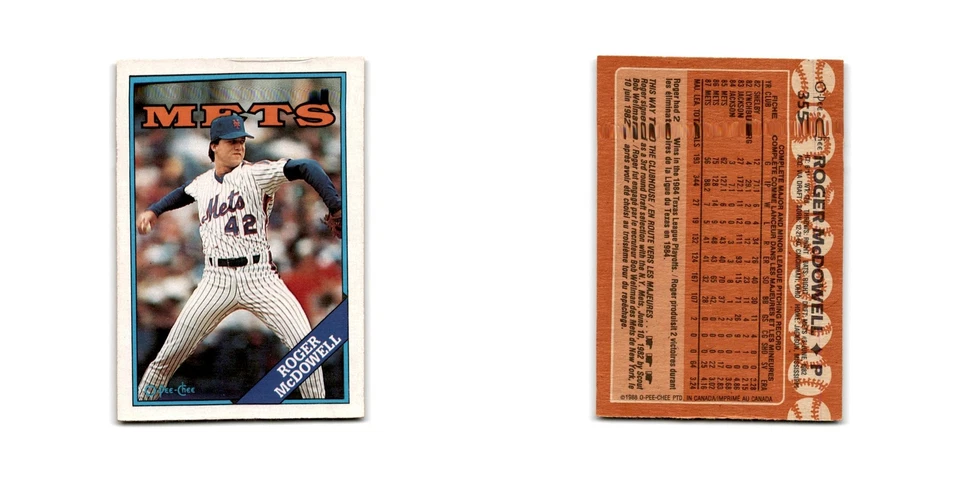 Roger McDowell 1988 O-Pee-Chee #355 New York Mets Baseball Card NM - Image 3 of 3