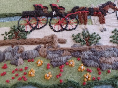 Fox Hill Farms アートプリント 額装品 Vintage Fox Hill Farm Embroidered Art Framed 20 1/4