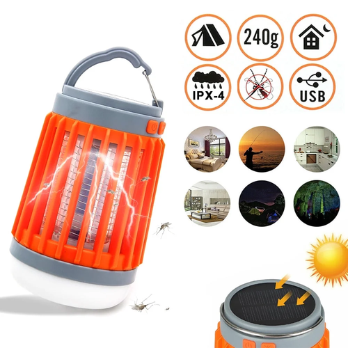 3-in-1 Solar USB Mosquito Killer Lamp IP67 Waterproof Camping Lantern Rechargeab