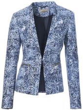 NEU ELEGANT KOMBISTYLE BLAZER BOUCLÉ-OPTIK 40 42 MANDARIN blau weiss 90€ *040362