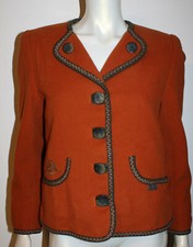 M&g Orange Wool Olive Green Bavarian Austrian Trachten Jacket Us 6 Edelweiss