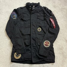 Alpha Industries M65 Field Utility Jacke schwarz durchgehender Reißverschluss Militär Herren Small