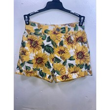 Bullhead Denim Co Boho Cottagecore Whimsy Sunflower Floral High Waist Mom Shorts