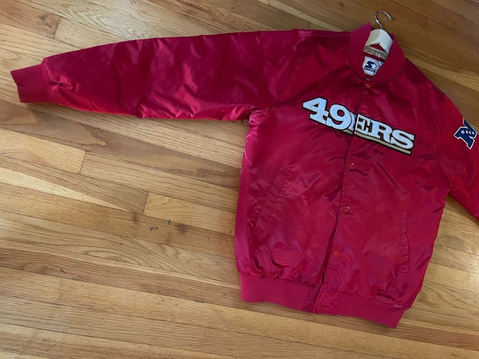 Chaqueta Bomber Vintage Starters NFL San Francisco 49ers Rojo Satinado Talla XL Foto 4 de 4