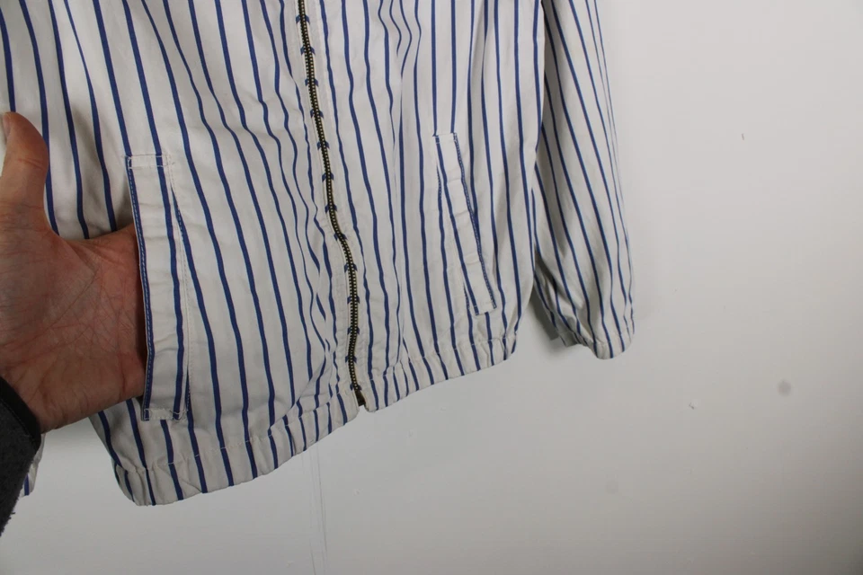 Chaqueta Polo Ralph Lauren Marinero Algodón Rayas Mujer Mediana Blanca Cremallera Completa Foto 4 de 4