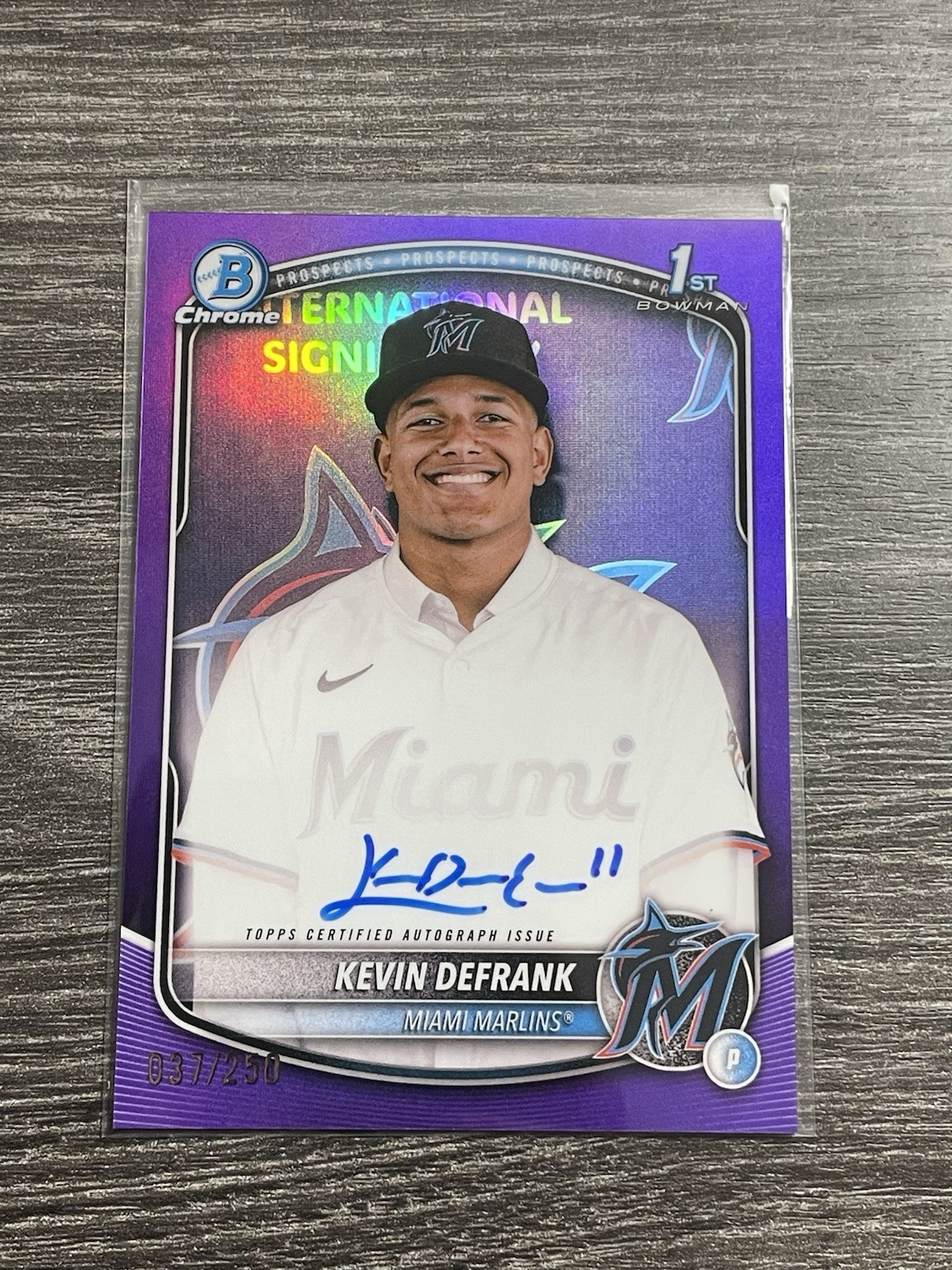 Kevin DeFrank 2025 Bowman Chrome PURPLE REFRACTOR 1st RC AUTO /250