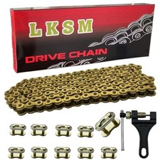 420 Motorcycle Gold Chain 132 Link Standard Roller Chain with Chain Breaker 10