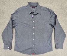 UNTUCKit Men's XL Blue Solid Cotton Wrinkle Resistant LS Button Dress Shirt
