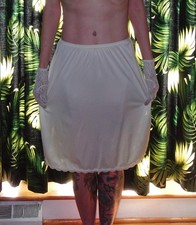 Vintage White Shadowline Nylon Half Slip L pinup slip skirt retro undergarment