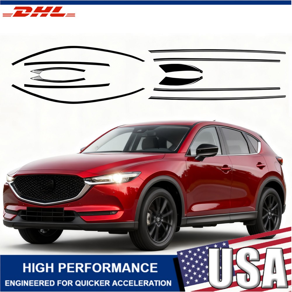 Fit 2017- 2025 Mazda CX-5Car Window Molding Trims Seal Belt Strips Gloss Black