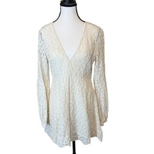 Free People White Eyelet Lace Long Sleeve Dress