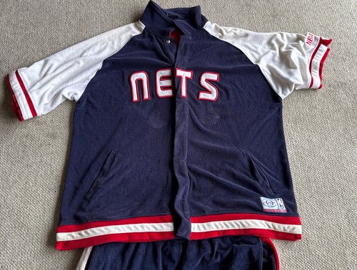 New Jersey Nets Vintage Unk NBA Velour Warm Up Jersey & Pant Suit Size XXL - Picture 3 of 12